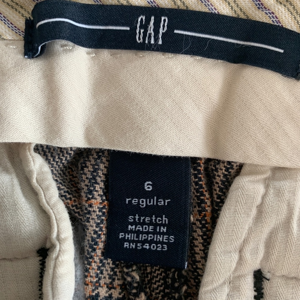 Gap Plaid Dress Pants Light Brown, Orange & Navy Pattern (6 Regular Stretch) - Picture 5 of 5